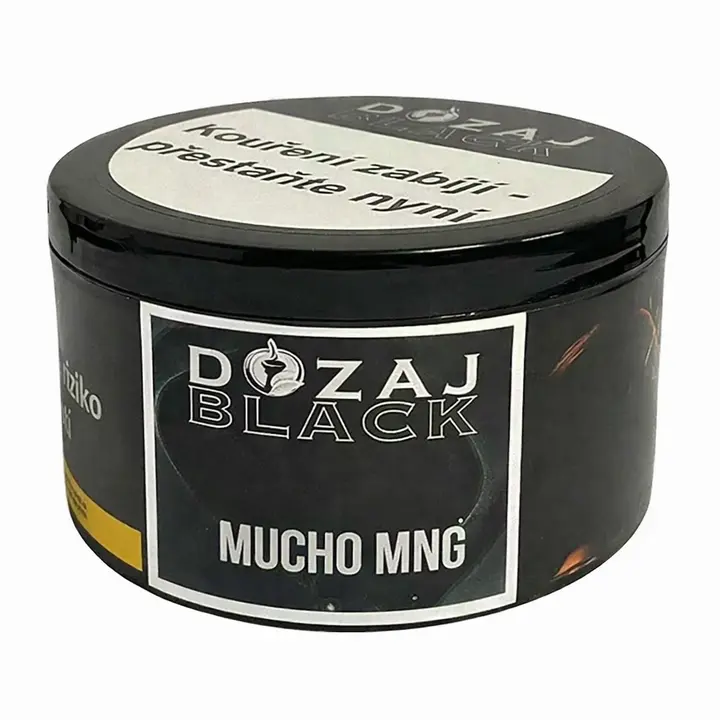 Tabák Dozaj Black Mucho Mng 125 g Broskev a mango pro vodní dýmky