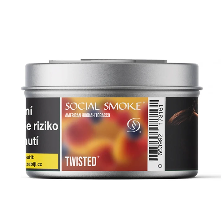 Tabák Social Smoke Twisted 200 g Mango, jahoda, malina a borůvka pro vodní dýmky